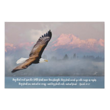 Inspirational Eagle Over Olympic Mtns. Bible Verse
