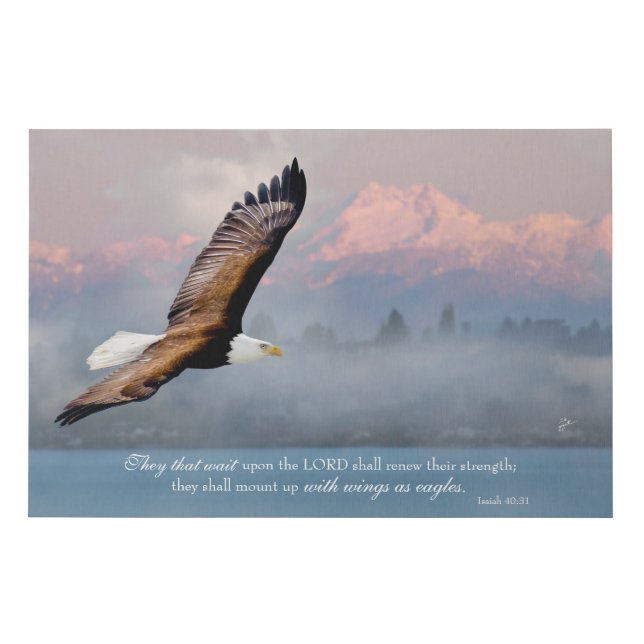 Inspirational Eagle Over Olympics Isaiah 40:3 Faux Canvas Print (Front)