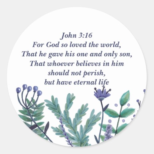 Inspirational Easter Bible Verse John 316 Church Classic Round Sticker