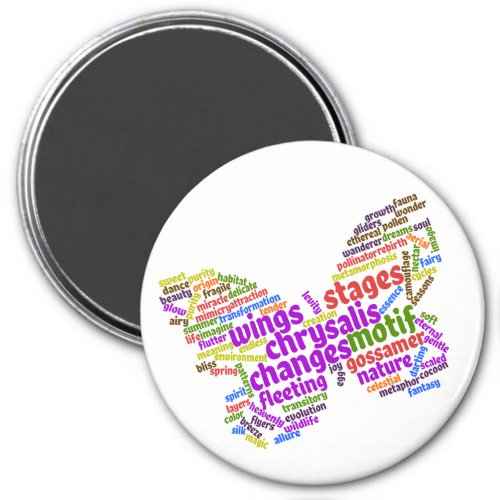 Inspirational Elegant Butterfly Tag Cloud Magnet