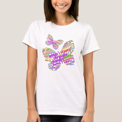 Inspirational Elegant Butterfly Tag Cloud T_Shirt