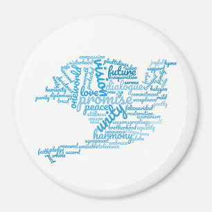 Inspirational Elegant Dove of Peace Tag Cloud Magnet