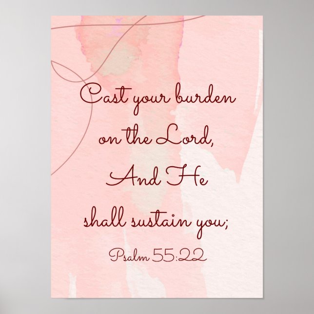 Inspirational Encouragement Bible Verse Psalm 55 Poster (Front)