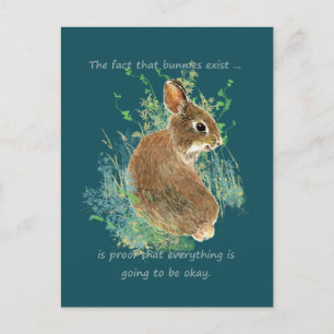 Inspirational Everything will be Okay Bunny Quote Postcard