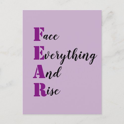 Inspirational Face Everything and Rise FEAR Postcard