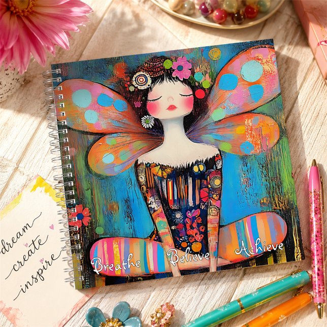 Inspirational Fairy Doing Yoga Custom Quote  Notebook (Creator Uploaded)