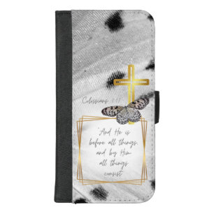 Inspirational Faith Black White Butterfly Cross iPhone 8/7 Plus Wallet Case