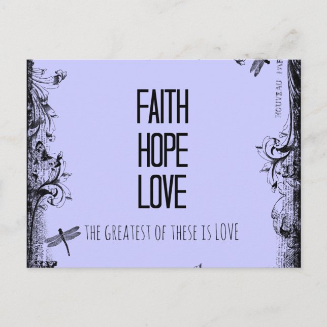 Inspirational Faith Hope Love Bible Verse Postcard (Front)