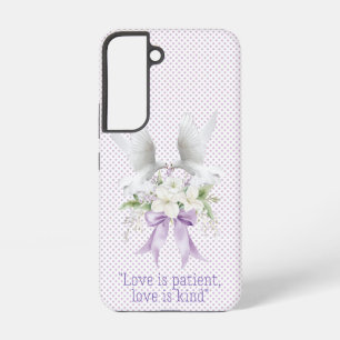 Inspirational Faith Mauve Dots Doves Foral Bow Samsung Galaxy S22 Case