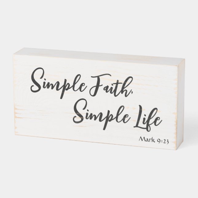 Inspirational Faith Simple Faith Simple Life Bible Wooden Box Sign (Angled Horizontal)