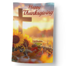 Inspirational Fall Happy Thanksgiving House Flag