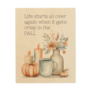 Inspirational Fall Pumpkin Coffee Flower Custom Wood Wall Art
