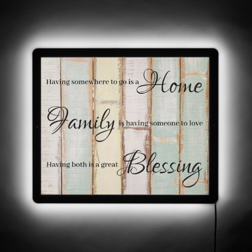 Inspirational Family Home Blessings LED Sign