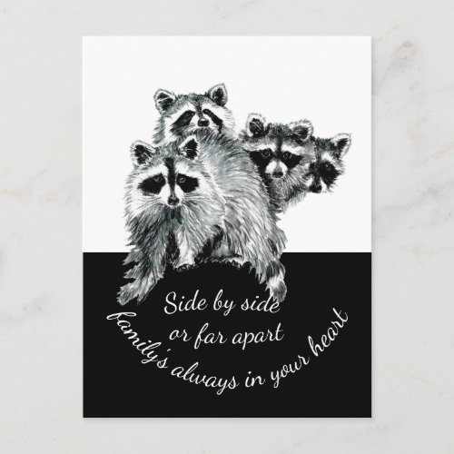 Inspirational Family Quote Cute Watercolor Raccoon Postcard