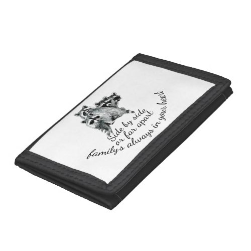 Inspirational Family Quote Cute Watercolor Raccoon Trifold Wallet