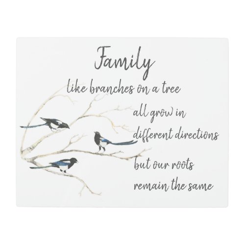 Inspirational Family Quote Magpie Bird Art