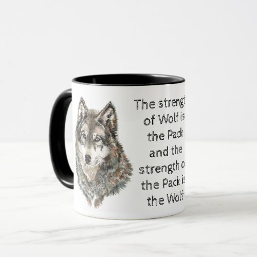 Inspirational Family Quote Wolf watercolor Animal Mug