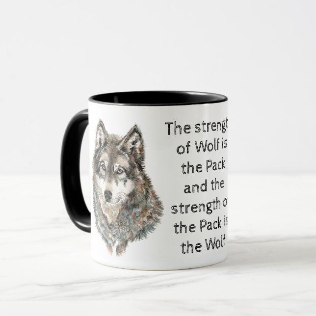 Inspirational Family Quote Wolf watercolor Animal Mug (Front Left)