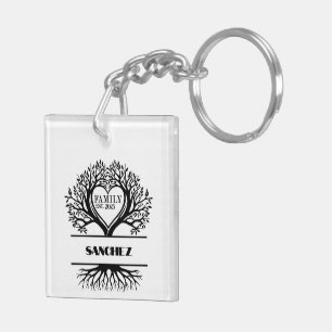 Inspirational family quotes on a tree with roots keychain