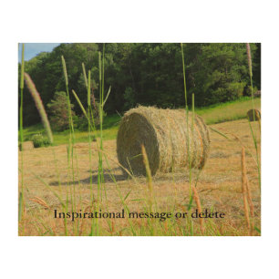 Inspirational Farm Scene Hay Field Custom Rustic Wood Wall Art