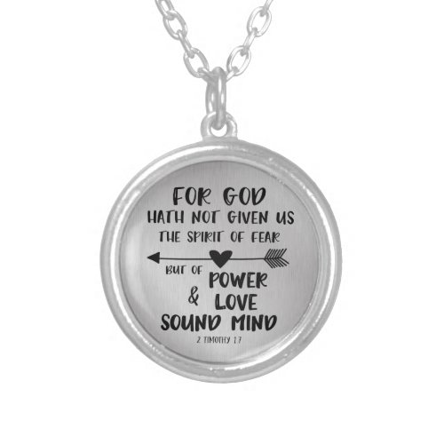 Inspirational Fearless Bible Verse Silver Plated Necklace