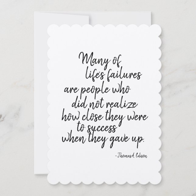 Inspirational Flat Note Card Success Quote (Front)