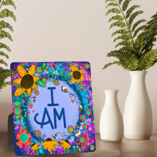 Inspirational Floral Bumblebee I Am Quote  Plaque