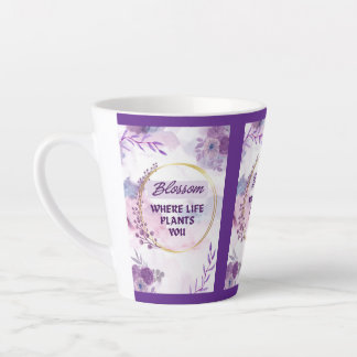 Inspirational Floral Ceramic Mug | Purple Tea Cup