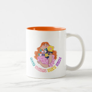 Inspirational Floral Girl Aesthetic Design Two-Tone Coffee Mug