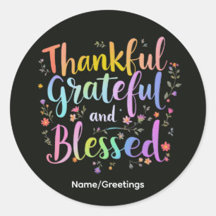 Inspirational Floral Gratitude Wreath Handcrafted  Classic Round Sticker