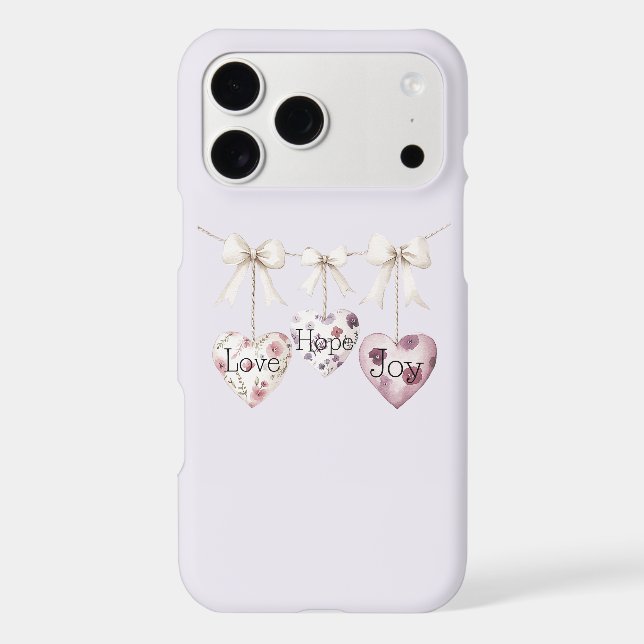 Inspirational Floral Love Hope Joy Heart Bow iPhone Case (Back)