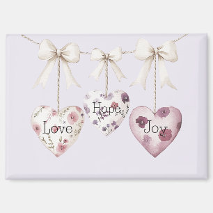Inspirational Floral Love Hope Joy Hearts Bow Magnet