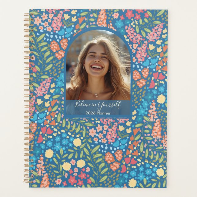Inspirational Floral Photo Weekly Monthly Planner (Front)