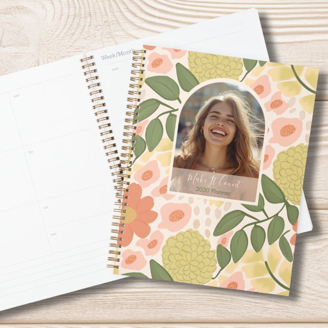Inspirational Floral Photo Weekly Monthly Planner (Modern Floral Personalized Planner)