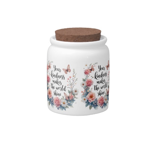 Inspirational Floral Quote with Butterflies Candy Jar (Front)