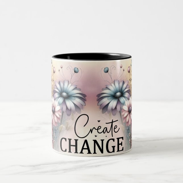 Inspirational Flower Wrap Two-Tone Coffee Mug (Center)