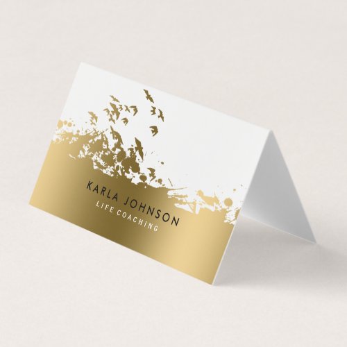 Inspirational Flying Gold Birds Business Card