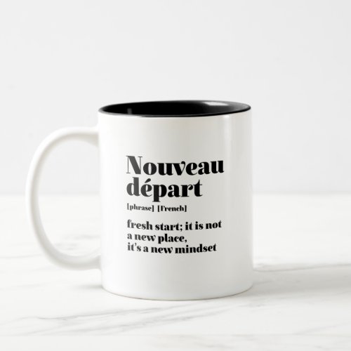 Inspirational French Fresh Start Nouveau Depart Two_Tone Coffee Mug