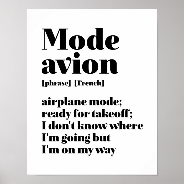 Inspirational French Travel Mode Avion Airplane Poster (Front)