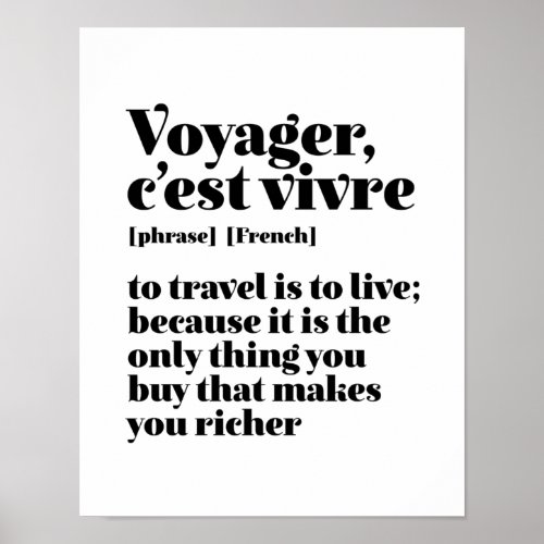 Inspirational French Travel Voyager Cest Vivre Poster