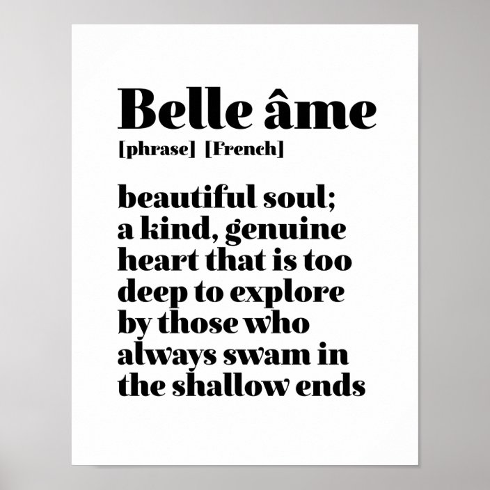 Inspirational French Word Beautiful Soul Belle Ame Poster