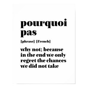 Inspirational French Word Take Chance Pourquoi Pas Poster