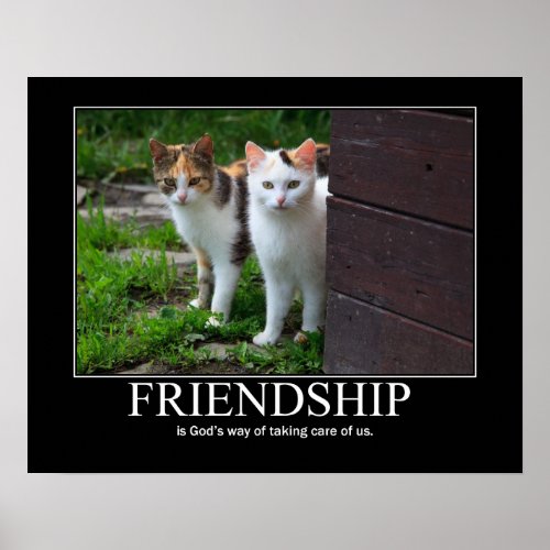 Inspirational Friendship Cat Artwork Poster