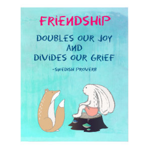 Inspirational Friendship QuoteCute Animal Sketch Poster