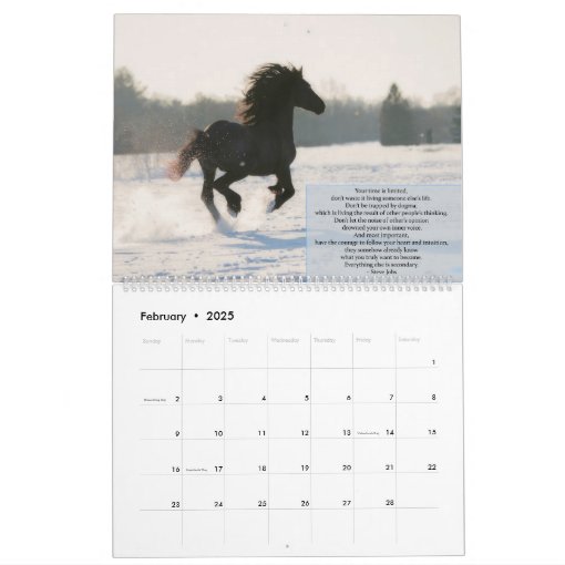 Inspirational Friesian Horse Calendar Zazzle