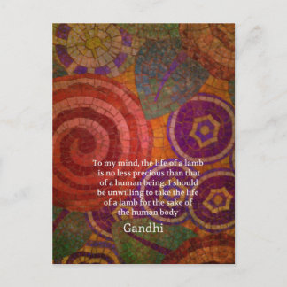 Inspirational Gandhi animal rights quote ART Postcard