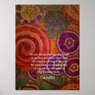 Inspirational Gandhi animal rights quote ART Poster