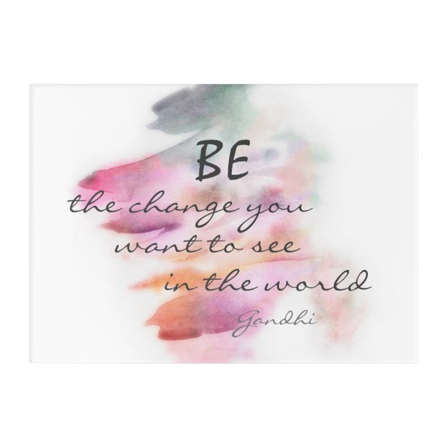 inspirational Gandhi quote be the change wall art (Front)