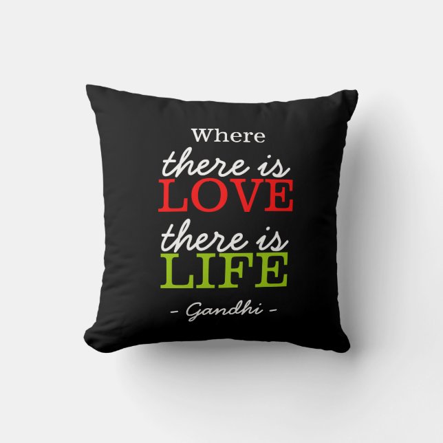 Inspirational Gandhi Quote Black White Throw Pillow (Front)