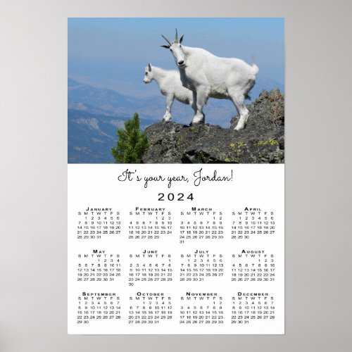 Inspirational Goat Photo Template 2024 Calendar Poster